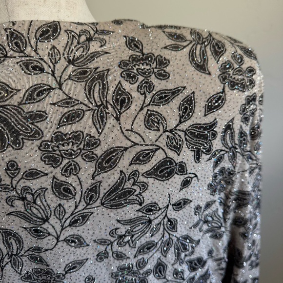 ALEX EVENINGS 2 Pc. Dress Gown sz 16 Beige Glitter Accent Mother Of Bride/Party - Picture 4 of 11